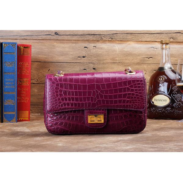 Luxury Genuine Crocodile Belly Skin Gold Hardware Lady Evening Flap Purse Alligator Leather Women Single Shoulder Bag