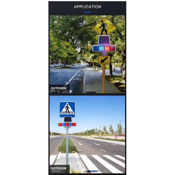 Solar LED warning light | outdoor construction light | signal strobe light red and blue four lights | double-sided road