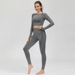 Seamless Knitting Women Activewear Sets 260gsm 2 Piece Yoga Sets