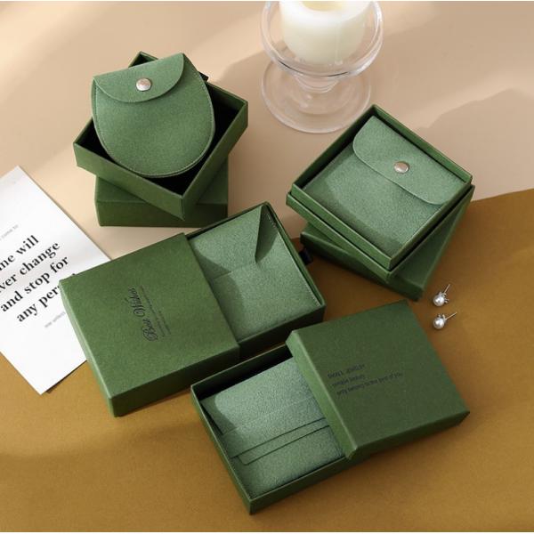 Batch Customized LOGO Kapok Green Jewelry Storage Drawer Box Velvet Bag Set Light Luxury World Cover Jewelry Packaging Box
