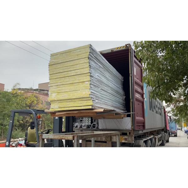 PPGI Rock Wool Sandwich Insulation Panel Fire Retardant For Cold Room