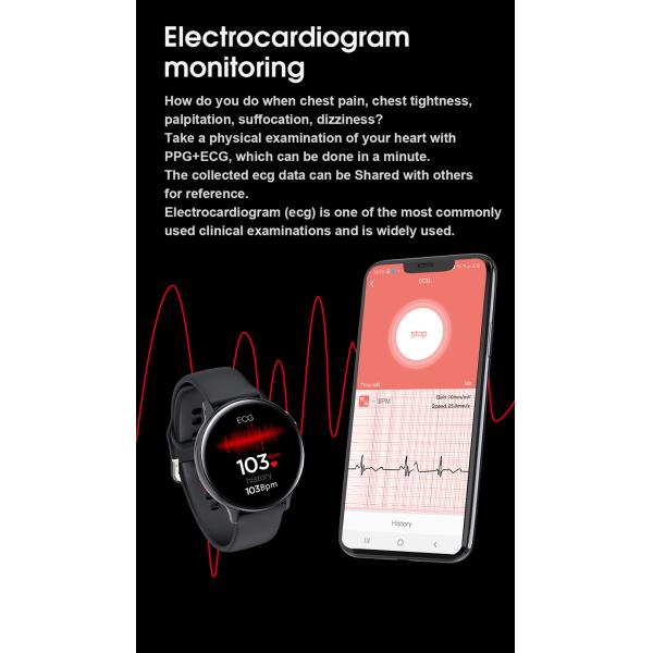 1.4inch Full Round Display Sport Pedometer Smart Watch For Men