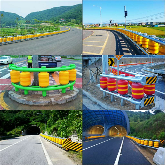 Traffic Safety Eva Buckets Rolling Guardrail Road Roller Barrier Anti Crash