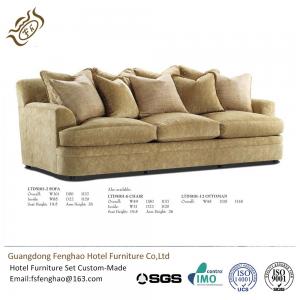 China Contemporary Khaki Color 3 Seater Fabric Sofa High Density Sponge Cushion For Hotel Lobby on sale