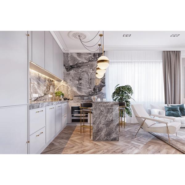 Home Furniture Solid Wood L Shape Modular PVC Shaker Kitchen Cabinets With Island