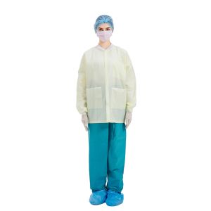Cheap Hospital Non Woven Disposable Lab Coats With Cuffs And Neckline wholesale
