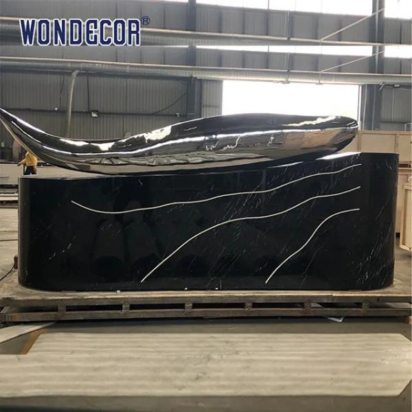 135cm Luxury Reception Desk Hotel Front Desk Large Fish Stainless Steel Sculpture