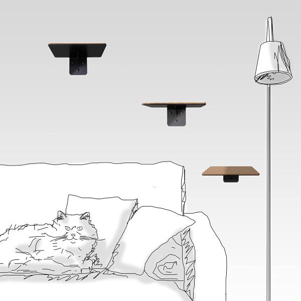 Black Powder Coated Cat Climbing Steps Wall Pet Furniture Sturdy Iron Cat Stairs