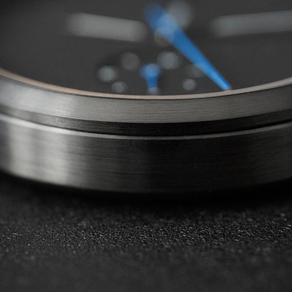 Round case IP black burshed japanse quartz wrist watch with leather strap