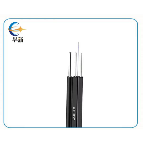 1/2/4 Cores FTTH Fiber Drop Cable Black LSZH With Messenger Steel / FRP Strength Member