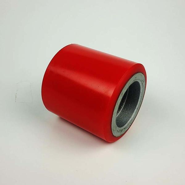 80mm Red PU Pallet Truck Wheels Ball Bearing Cast Iron PU Industrial Single Wheels For Pallets