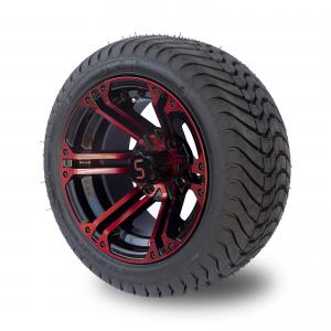 Cheap Red / Glossy Black Aluminum 12 Inch Golf Cart Wheels And Tires 215/35-12 Tyre Assemblies wholesale