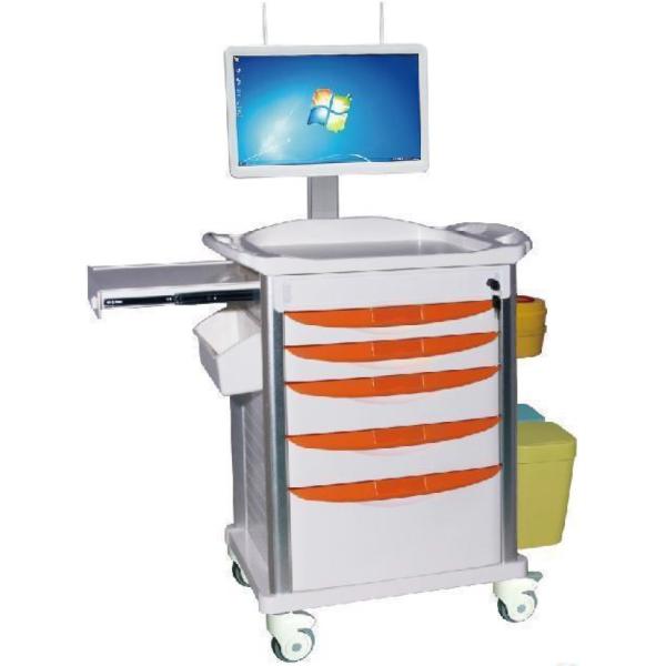 Integrated Wireless Medicine Emergency Crash Cart Nursing Trolley With Display Holder