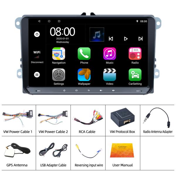 9 Inch VW Android Car Stereo Carplay Double Din Car Stereo Carplay For Golf Polo Passat