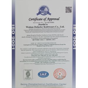 Wuhan dolucky knitwears co.,ltd Certifications