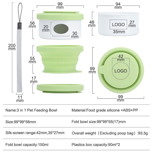 150ml Silicone Collapsible Dog Bowl OEM ODM Fold Up Dog Bowl Pet Feeder