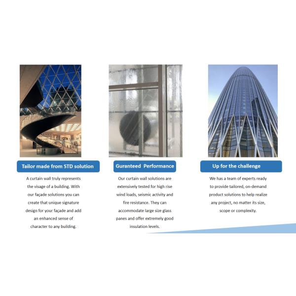 Unitized Glass Curtain Wall Facade Waterproof Double Tempered Glazing
