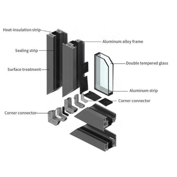 Modern Aluminium Pivot Entry Doors Black Internal Glass Thermal Break AS2047 Anodized
