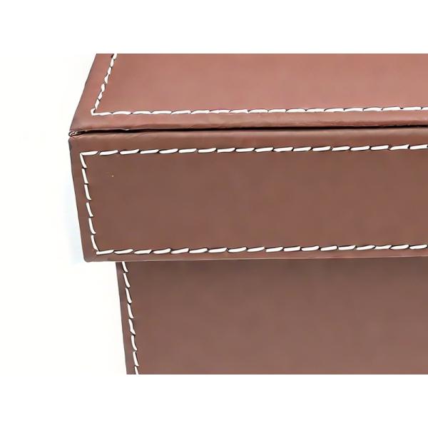 MJMHD DG-H002 Decorative Storage Boxes with Lids, Faux Leather Closet Organization Bins, Handcrafted Elegant Storage for Wardrobe Shelf, Brown