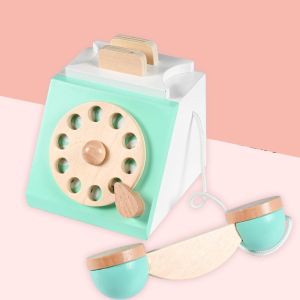Retro Simulation Phone Playset Wooden Educational Toy For Children