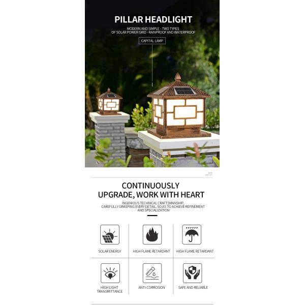 2 Inch LED Square Fence Post Solar Lights For Decking Garden Lantern 16W Ip65