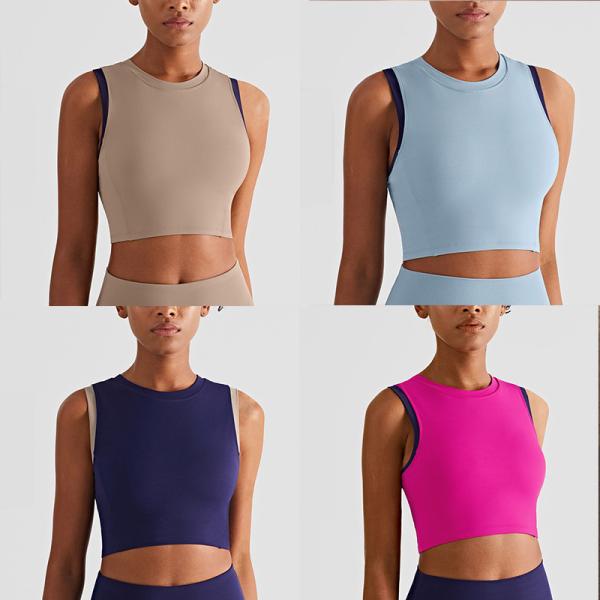 Nuls Skin Friendly Contrast Color Sports Bra Gathered Fitness Yoga Vest Top