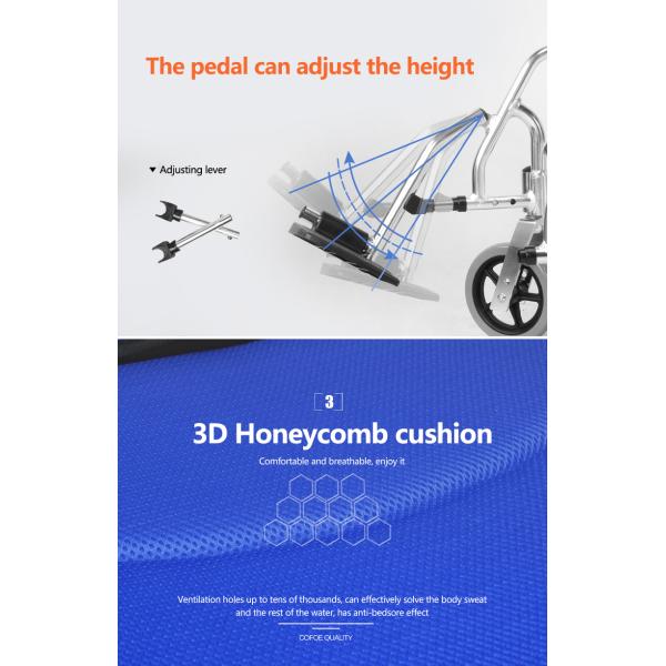 12kg Aluminum Alloy Lightweight Easy Fold Wheelchair , Folding Backrest Wheelchair