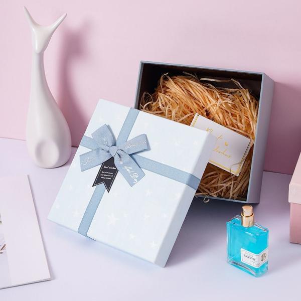 White Cardboard Paper Packaging Gift Box with Ribbon, Luxury Wedding Party Gift Carton Box