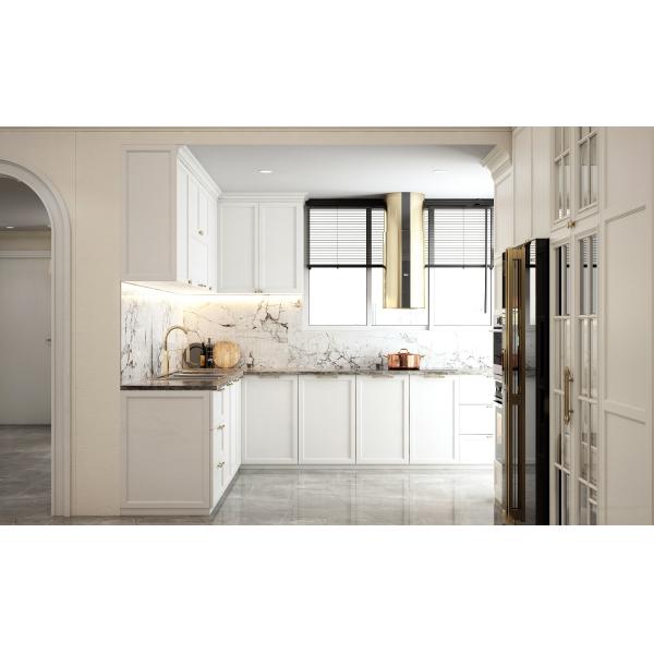 Home Furniture Solid Wood L Shape Modular PVC Shaker Kitchen Cabinets With Island