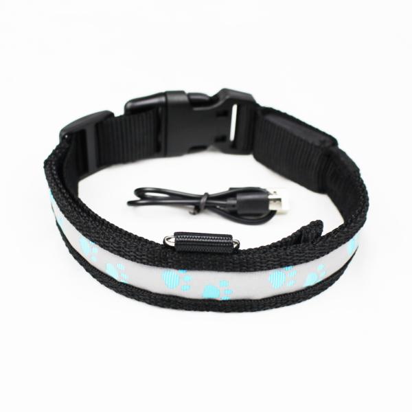C903 Safety Nylon Webbing USB Rechargeable LED Pet Collar Leash Led Dog Collars in darkness