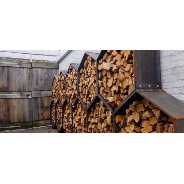 Heavy Duty Hexagon Rustic Corten Steel Honeycomb Firewood Storage Log Rack