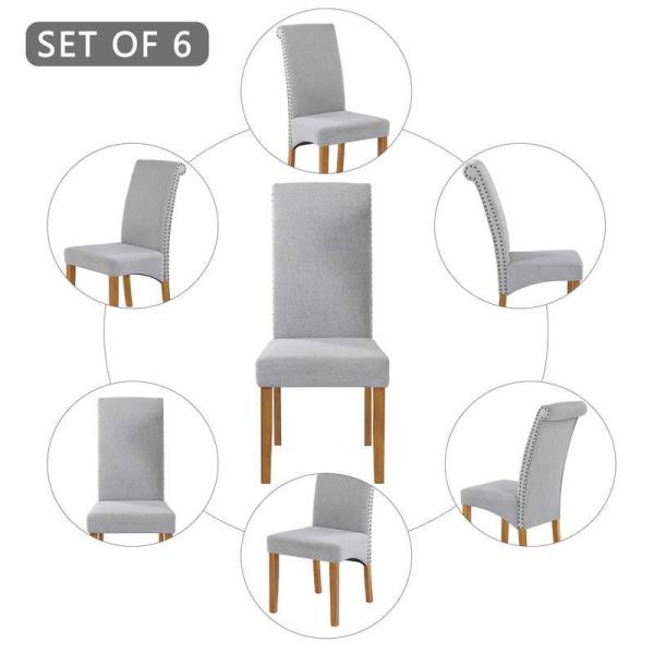 L17.5 inch Gray Padded Side Chair / High Back Fabric Dining Chair 300lb