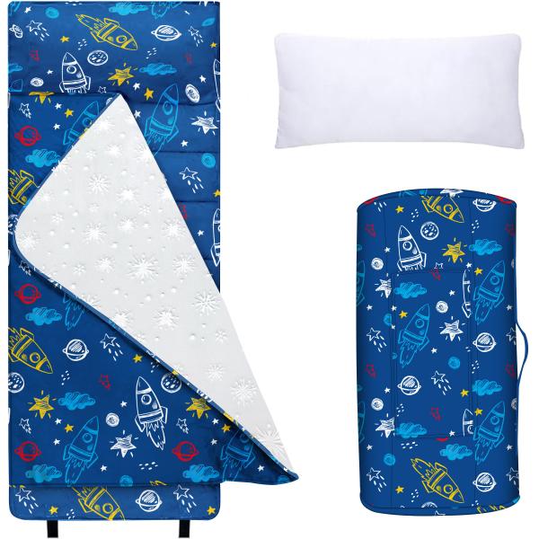 Roll Up Nap Mats For Preschool All Seasons With Removable Pillow Kids Sleeping Bags