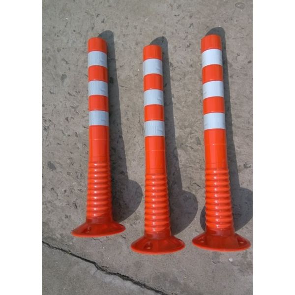 Warning Spring Post PU 750mm Orange Flexible Traffic Bollard Reflective Delineator Post
