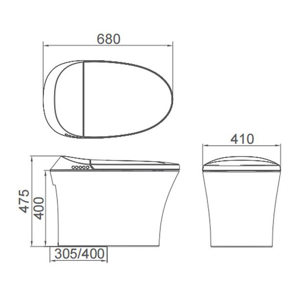One Piece Electric Modern Smart Toilet Water Pressure Adjustable Seat Heating