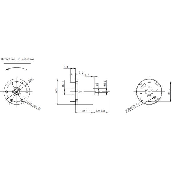 6V 12V RK-520 22*33mm 72000RPM Round Brushed DC Motor For Medical Pressure Pump