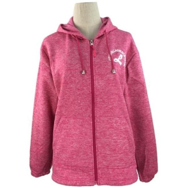 Hooded Zip Up Ladies Fleece Jackets 100% Polyester Strong Wear Resisting