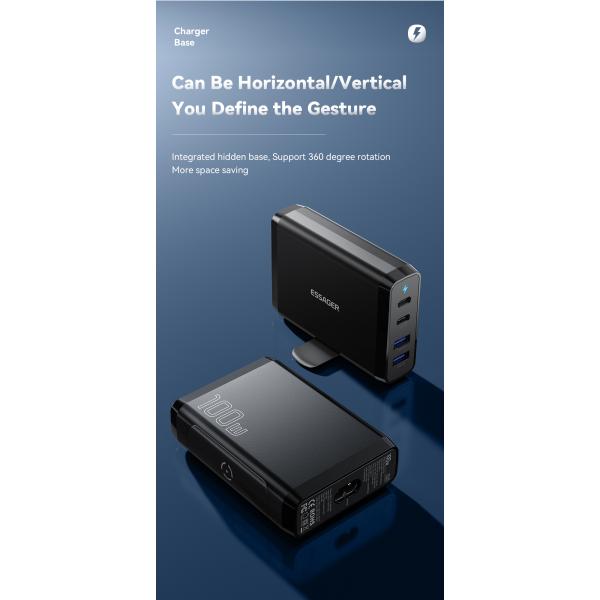 Travel Type C Desktop GaN Phone Charger Quick Charging 100w With Dual USB Ports