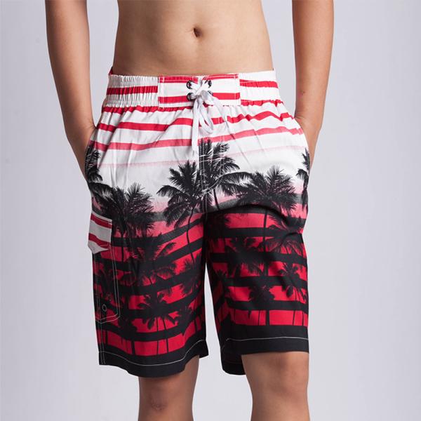 Oem Factory Manufacturer Custom Logo Knitted Beach Surf Shorts Hawaiian Style Male Swimming Wear
