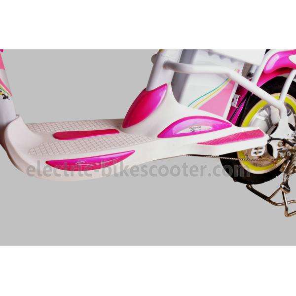 Mini Cool Pedal Assist Electric Bike 350W 48V Pink White Fashion Throttle System