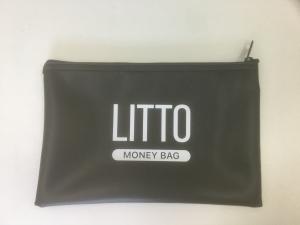 China Black PVC Pu Leather Zipper Bank Bags Recyclable For Coins Money on sale