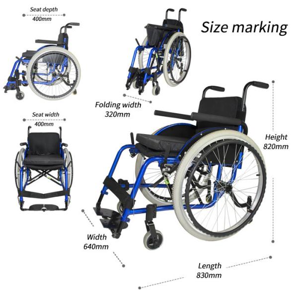 Aluminum Alloy 820mm 100 KG Lightweight Children Wheelchair