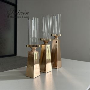 Cheap Factory Wholesale Wedding Table Decoration Metal Wedding 3 Pcs Gold Candle Holder Stand wholesale