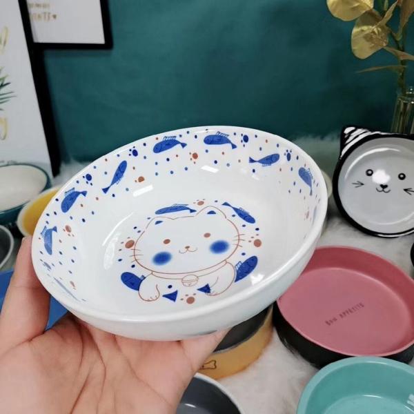 Cute Printing Dog Ceramic Feeder Pet Cat Feeding Bowls