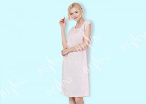 Cheap Round Neck Pure Cotton Sleeveless Nightdress With Lace Trim Pink Small Rose Print wholesale