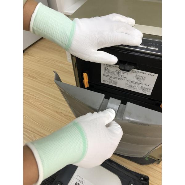 Electronic Industry Grey Carbon Fiber Knit PU Gloves