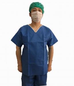 China Disposable Scrub Suit ,PPor SMS fabric.Short Sleeve with or without pocket in China. on sale