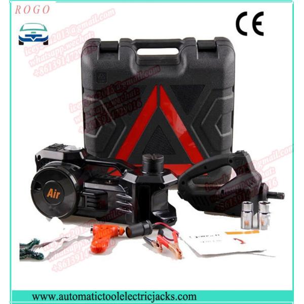 black electric hydraulic jack with impact wrench and inflating pump