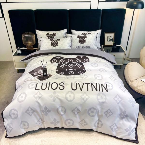 50 Fabric Count Brushed Cotton 4-In-1 Bedding Set White King Size Duvet Cover Bed Sheet