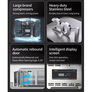 Stainless Steel Undercounter Refrigerator Prep Table with Customizable Plug